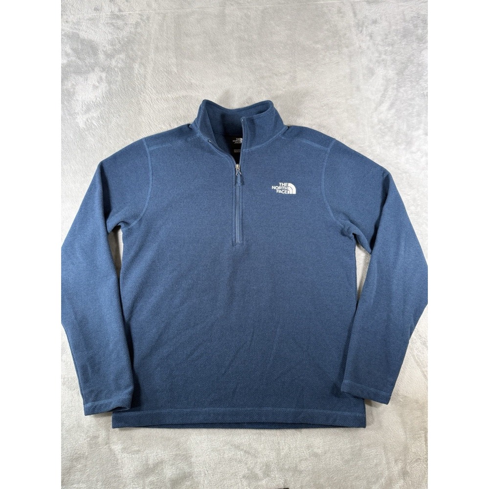 The North Face Sweater Mens Medium Blue 1/4 Zip Textured Cap Rock Pullover